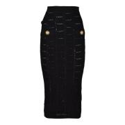 Balmain Elegant Viscose Polyester Gonna Kjol Black, Dam