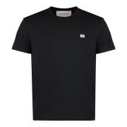 Valentino Ribbad rund hals bomull T-shirt Black, Herr