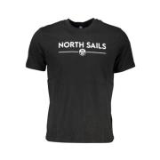 North Sails Svart Bomull Tryck Logo T-shirt Black, Herr