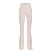 Elisabetta Franchi Utställda byxor i stretch crepè Beige, Dam