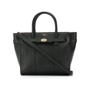 Mulberry Svart Läder Mini Dragkedja Bayswater Tote Black, Dam