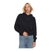 Tommy Hilfiger Blå Huva Logo Sweatshirt Black, Dam