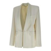 Victoria Beckham Lyxig Vit Silkeblandning Blazer Beige, Dam