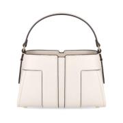 Elisabetta Franchi Ivory Liten Handväska med Svarta Sömmar White, Dam