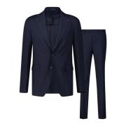 Tagliatore Slim Fit Tvådelad Kostym i Ull Blue, Herr