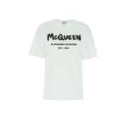 Alexander McQueen Avslappnad Bomull T-shirt för Män White, Dam