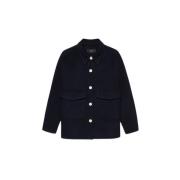 Arma Blå Ull Overshirt Jacka Blue, Dam