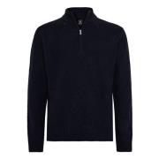 Boggi Milano Ull/Nylon Half-Zip Tröja Blue, Herr