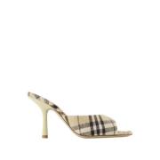 Burberry Neutral Linne Check Pumps Beige, Dam