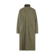 Dries Van Noten Oversize Parka i Grönt Nylon Green, Herr