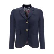 Thom Browne Ull Blazer Jacka med Knappstängning Blue, Dam