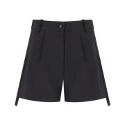 Elisabetta Franchi Svarta Smoking Shorts med Gyllene Logotyp Black, Da...