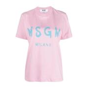 Msgm Rosa & Lila Bomull T-shirt Pink, Dam