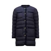 Moncler Lång dunjacka marinblå Modern Elegant Blue, Dam