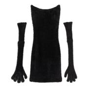 Off White Fuzzy Gloves Mini Klänning Svart Slipover Black, Dam