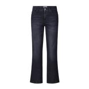 Cambio Straight-Fit Jeans med Strassstenar Black, Dam