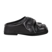 The Attico Fyrkantig Tå Läder Slip-On Sandaler Black, Dam