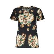 Cavalli Class Svart Bomull Tryckt T-shirt Black, Dam