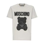 Moschino Grå Teddy Print T-shirt för Män Gray, Herr