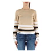 Guess Logo Print Viscose Crew Neck Top Multicolor, Dam