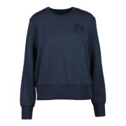 Armani Exchange Stilren Sweatshirt med Unik Tyg Blandning Blue, Dam