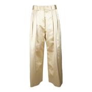 Khaite Cupro Wide Leg Byxor Beige, Dam