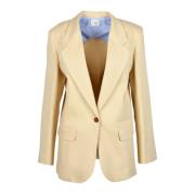 Alysi Linneblandning Blazer Jacka Beige, Dam