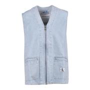 Calvin Klein Jeans Bomull Gilet Väst Blue, Dam