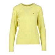 Tommy Hilfiger Bomull Stickad Tröja Yellow, Dam