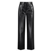 Calvin Klein Faux Läderbyxor med Fickor Black, Dam