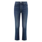 Mother Cropped Skinny Jeans med Metaldetaljer Blue, Dam