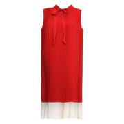 MM6 Maison Margiela Båg Krage Veckad Lagd Klänning Red, Dam