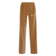 Palm Angels Sammet Sweatpants med Elastisk Midja Beige, Dam