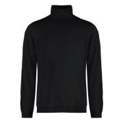 Roberto Collina Räfflad Turtleneck Pullover Black, Herr