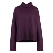 Jil Sander Räfflad Cashmere Tröja Purple, Dam