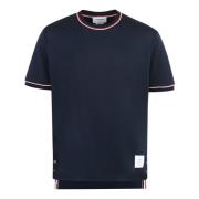 Thom Browne Bomulls Crew-neck T-shirt med Tricolor Detalj Blue, Herr