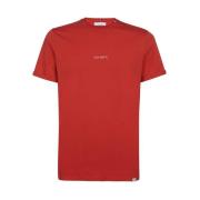 Les Deux Bomull Crew-Neck T-Shirt Red, Herr