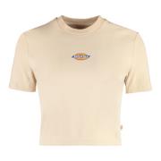 Dickies T-shirt med logotryck och ribbad halsringning Beige, Dam