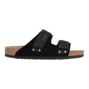 Birkenstock Lädersandaler med Velcro-stängning Black, Dam