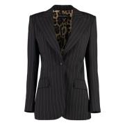 Dolce & Gabbana Pinstripe Blazer med Leopardmönstrad Foder Brown, Dam