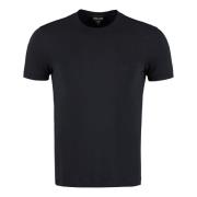 Giorgio Armani Broderad Viskos Crew-Neck T-shirt Blue, Herr