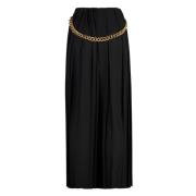 Balenciaga Elegant Veckad Maxi Kjol med Kedjedetalj Black, Dam