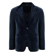 Giorgio Armani Sammet Jacka med Peak Revers Blue, Herr