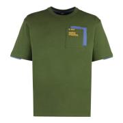 K-Way Bomull Crew-Neck T-shirt med Framficka Green, Herr