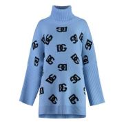 Dolce & Gabbana Lyxig ullponcho med polokrage Blue, Dam