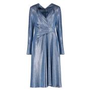 Talbot Runhof Draped Lurex Stickad Klänning Blue, Dam