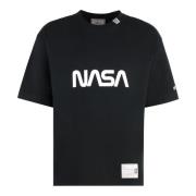 Mihara Yasuhiro Bomull Crew-neck T-shirt med Baktryck Black, Herr