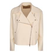 Herno Asymmetrisk Bikerjacka med Polyamid Elastan White, Dam