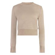 MM6 Maison Margiela Räfflad Ull-Blandad Tröja Beige, Dam