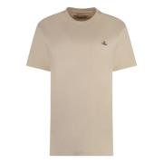 Vivienne Westwood Broderad Bomull Crew-neck T-shirt Beige, Dam